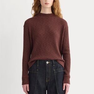 Everlane Cozy Rib Funnel-Neck in Dark Mahogany, Size Medium